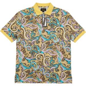 Verse9 Men's Paisley Polo Shirt Yellow Blue 2XL ADV93 20th Anniversary NWT